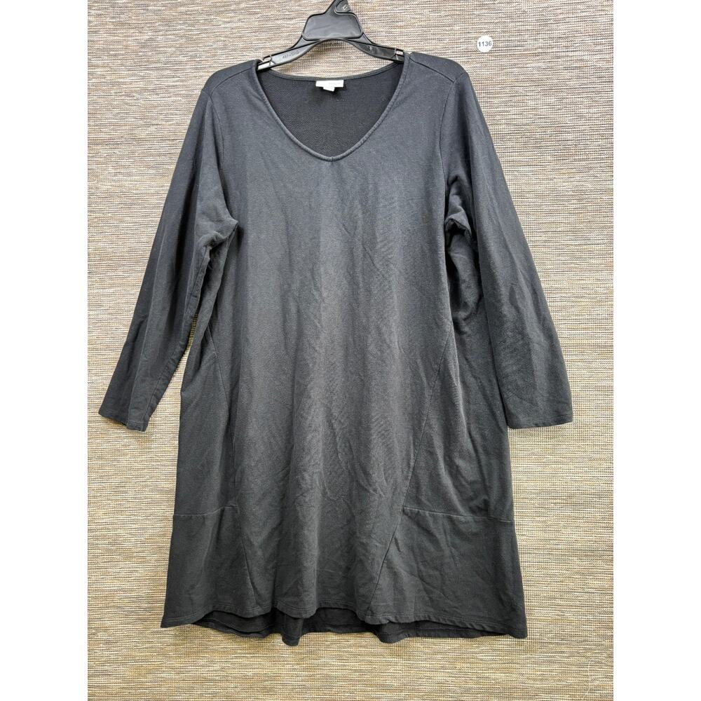 Pure Jill J Jill Knit Tunic Dress Womens Size 1X Black Comfy Pullover V-Neck